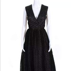 ML Monique Lhuillier Castle Net Black Beige gown